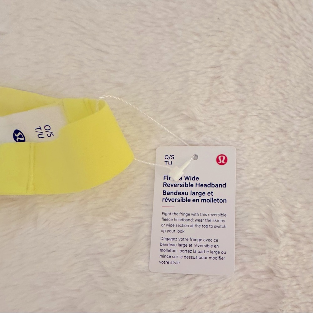 NWT Lululemon Wide Reversible Fleece Headband Electric Yellow - Picture 3 of 7